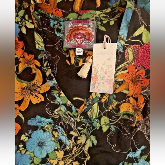 Johnny Was Nero Sequence Tiered Tea Length Dress Size XS NWT - Picture 4 of 5